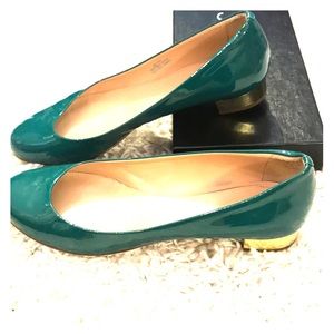 J. Crew Janey patent flats Dusty Jade w/box 8.5